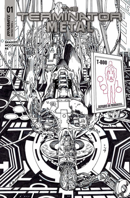 The Terminator: Metal #1 Cover M 1:5 Bob Layton Black & White FOC Bonus Variant