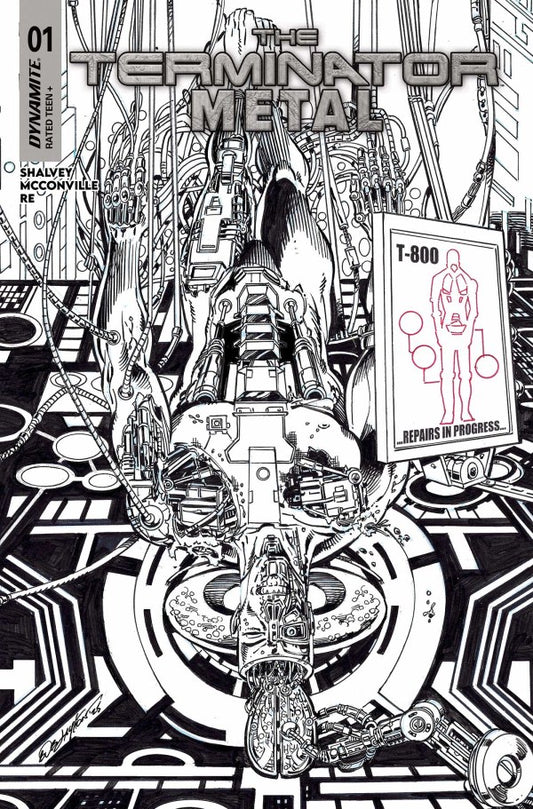 The Terminator: Metal #1 Cover M 1:5 Bob Layton Black & White FOC Bonus Variant